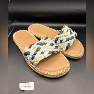Old Navy Braided Slide Sandals in Navy, Light Blue & Tan size 8